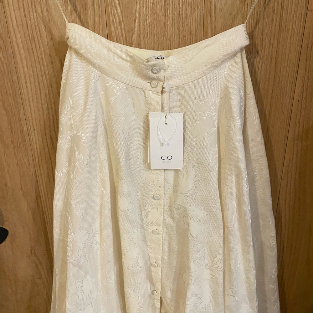 CO Cream floral jacquard midi skirt Buttons In the Front Size S. - Picture 3 of 9